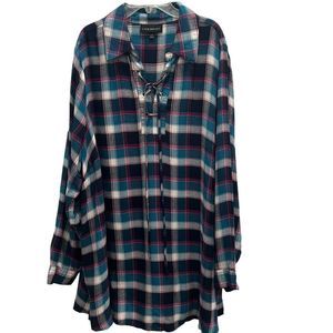 Lane Bryant Flannel 100% Rayon Long Sleeve Tunic Size 18/20